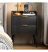 Aenuert White Nightstand Modern Bedside Table with 2 Storage Drawer, Small Night Stand, Wooden So...