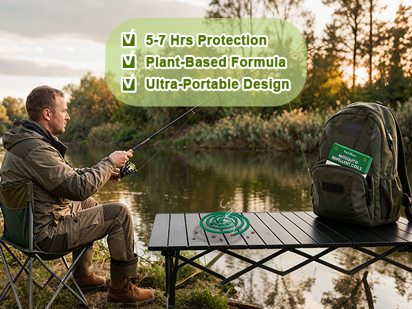 Portable mosquito coils that provide 5–7 hours of protection while you&amp;#39;re fishing