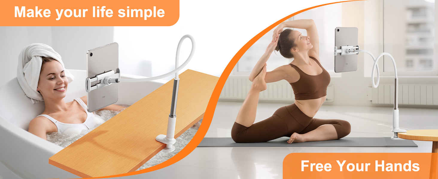 SCENEIN Gooseneck Tablet Holder for Bed, Flexible Long Arm Tablet Mount Stand for Reading in Bed