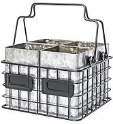 EMAX HOME Galvanized Utensil Caddy,Galvanized utensil holder,Flatware Cutlery Caddy Countertop Si...