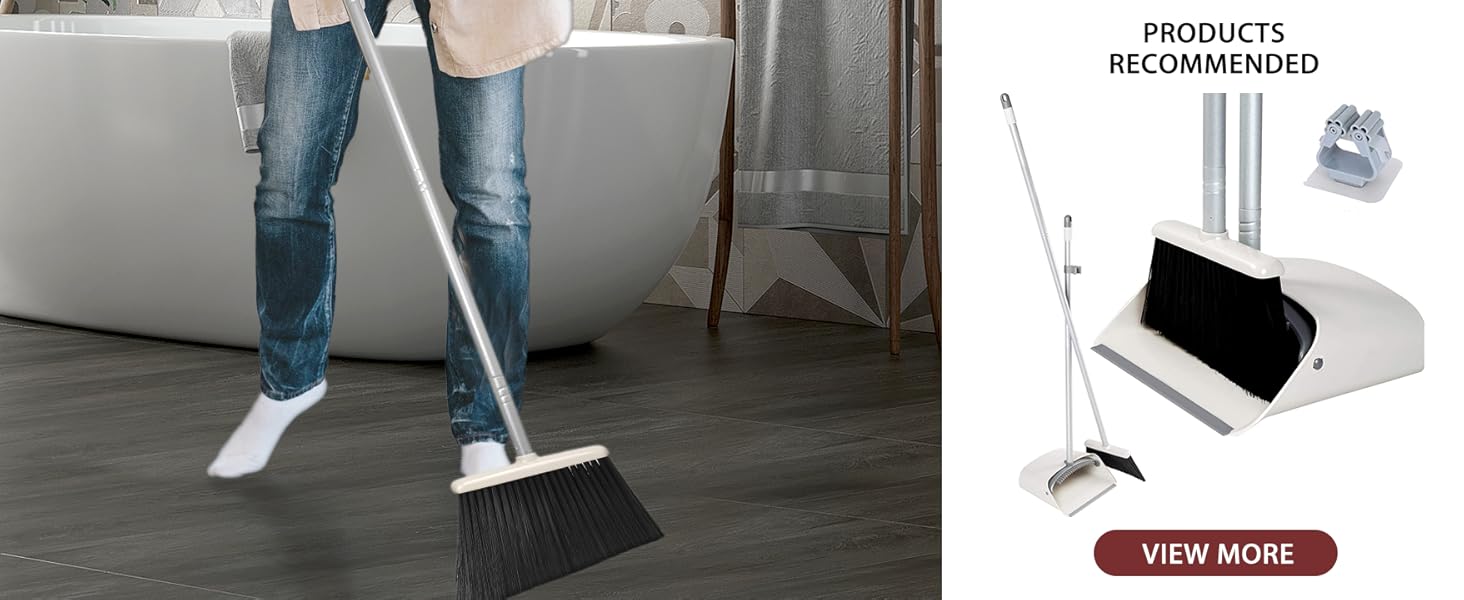 grey and white broom dustpan set