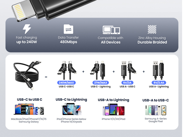 4 in 1 charging cable