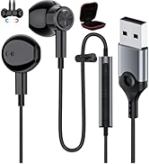 USB Earbuds with Microphone for PC, USB Headset with Mic for Computer Wired Earphones with Mute, ...