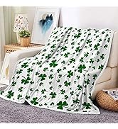 St Patricks Day Throw Blanket, St Patrick's Day Blanket Irish Blanket Green Clover Shamrocks Thro...