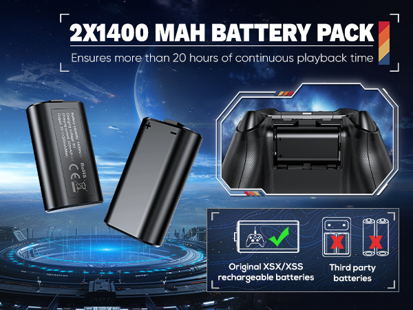 2 rechargeable batteries for Xbox Series X controller