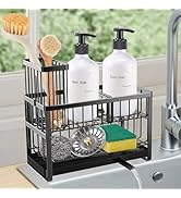 Sinnsally Sponge Holder for Kitchen Sink Organizer Caddy,2 Tier Dish Brush Scrubber Holder,Stainl...