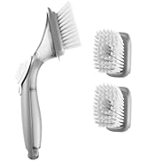 VEVOR Soap Dispensing Dish Brush, Kitchen Scrub Brushes with 3 Brush Heads, Dish Cleaning Brushes...
