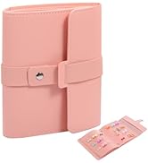 Hemobllo Stud Earring Organizer Book Travel Earring Organizer, Large Capacity Pink PU, for Women ...