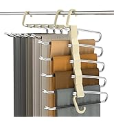 Pants Hangers Space Saving - 2 Pack for Closet Organizer, Anti-Slip, Stainless Steel Pants Rack C...