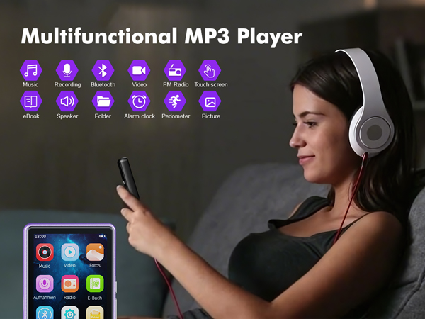 64GB MP3 Player with Bluetooth 5.3,Portable MP3 Player with Speaker for Kids