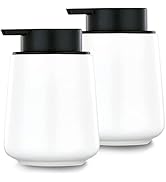 12Oz White Soap Dispenser - Ceramic Lotion Hand Soap Dispenser Set with Easy-to-Press Pump, Refil...