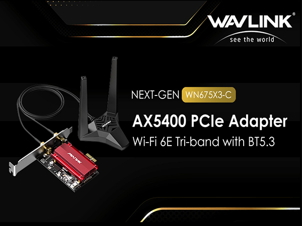 Wavlink PCIE WiFi Card for desktop pc Tri-band with Bluetooth 5.3 2024 New