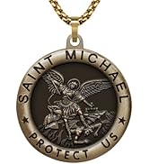 Anwlki St Michael Necklace Saint Michael Medal Bless Safety Religion Pendant Gift for Men, Women,...