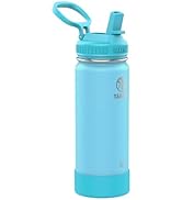 Takeya Actives Kids 18 oz Glow In The Dark Insulated Stainless Steel Water Bottle with Straw Lid,...