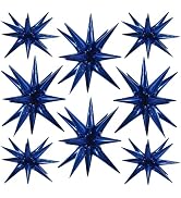 TONIFUL 8 Pcs Navy Blue Star Foil Balloons Large Star Balloons Blue Explosion Star Mylar Balloons...