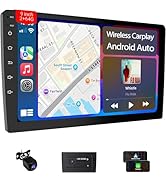 Haudio 9" Double Din Car Stereo with Wireless CarPlay/Android Auto, HD Touchscreen Car Radio with...