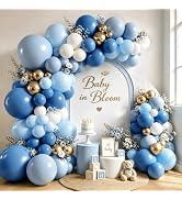 Zesliwy Dusty Blue White Gold Balloons Arch Kit, Latex, Party Decoration | Denim/Light/Pastel Blu...