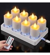 TOWPONICS Flickering Flameless Candles with Remote Timer &amp; Charging Base, 8 Pack LED Rechargeable...