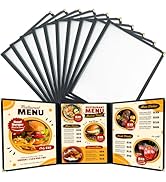 FLKQC Tech 10 Pack 6 View Restaurant Menu Covers/Fits 8 1/2" x 11" Paper (3 Page)