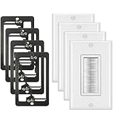 [4 Pack] BESTTEN 1-Gang Brush Wall Plate with Old Work Low Voltage Mounting Bracket, Cable Passth...