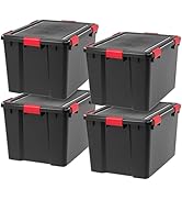 IRIS USA WeatherPro 74 Qt Storage Bins with Lids, 4 Pack, BPA-Free Plastic Gasket Box with Tight ...