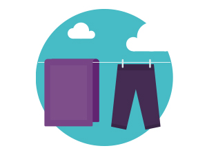 illustration of a clothesline and pants hanging on a clothes line