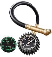 AstroAI Tire Pressure Gauge for Cars with Large 2" Dial, Solid Brass with Rubber Hose, Air Bleede...