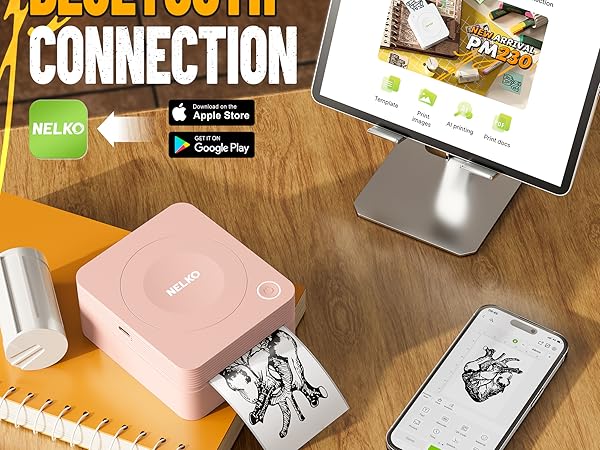 sticker printer mini printer Nelko sticker printer PM230 Bluetooth sticker printer print pods