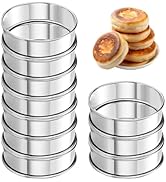 Uncle Jack 10Pcs English Muffin Rings, Stainless Steel Crumpet Rings, Double Rolled, Nonstick, fo...