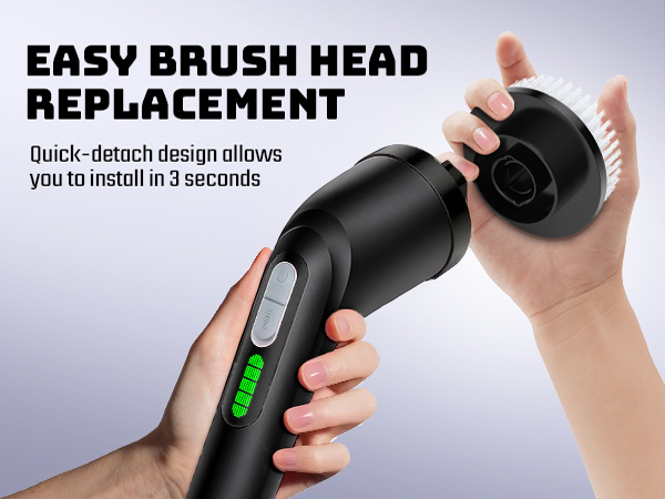 Easy installation brush head - simply plug and unplug to replace it easily