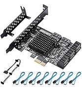 YBBOTT 8 Ports SATA 3.0 Controller Expansion Card with 8 SATA Cable, Gen3 6Gbps, Low Profile Brac...
