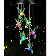 Gifts for Mom from Daughter Son Husband LED Solar Hummingbird Wind Chimes Indoor Outside Best Gif...
