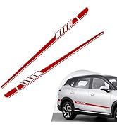 YAWUROU 2 PCS Car Side Skirt Decals, Car Body Racing Style Long Stripes Decal, Waterproof Automot...