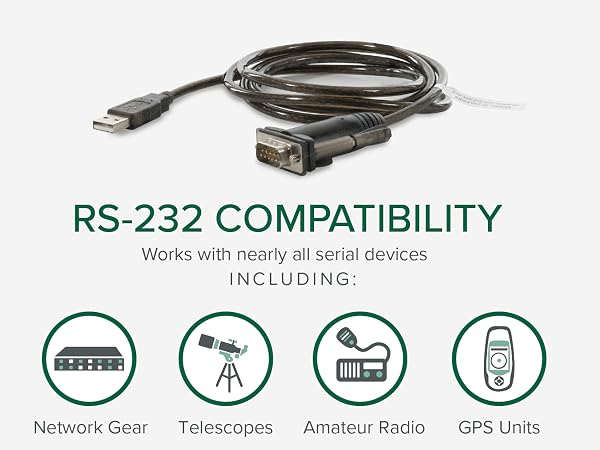 USB to DB9 serial adapter enables seamless plug play connection to legacy serial devices