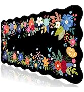 L-SPOUTTO Floral Mouse Pad,Black Desk Mat XXL Large Scalloped Gaming Mousepad,35.4x15.7in Non-Sli...