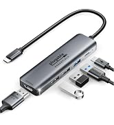 Plugable USB C Hub 5-in-1, USBC to HDMI Adapter 4K@60Hz, Multiport Adapter | 100W PD Charging, 3 ...