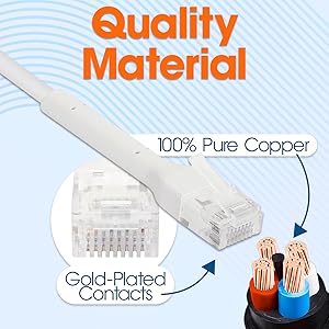Cat6 Cable 10G Flexible Boot Design Small Diameter Ethernet Cable Gold-Plated RJ45 Connectors