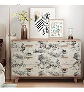 QUCHENG Toile de Jouy Wallpaper Chinoiserie Style Wall Decor Monochrome Landscape Cabinets Decal ...