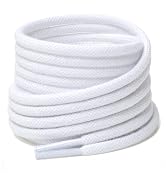 Handshop 2 pairs round cotton shoe laces for sneakers, 4 mm anti-slip round laces for athletic sh...