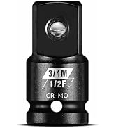 BLACKROBOT 1/2”F To 3/4”M Impact Socket Adapter, Cr-Mo Steel Exceeds ANSI Standards, Square Drive...