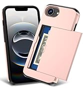 TOPAUX for iPhone 16e Wallet Case 2 Credit Card Holder Slide Cover Back Pocket ID Slot Raised Bez...