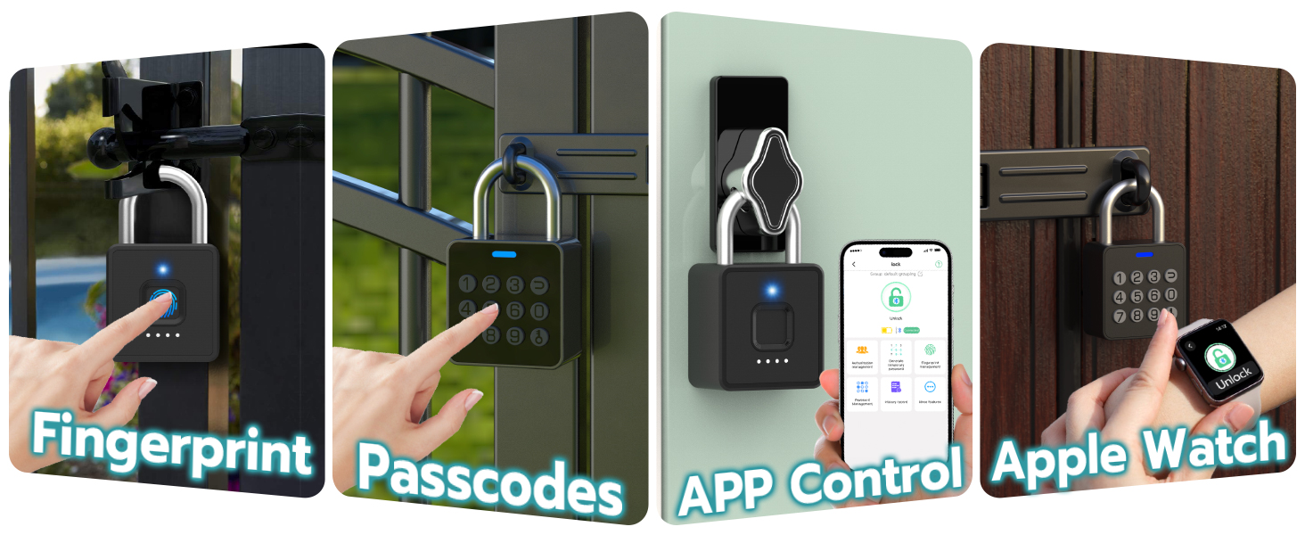 Fingerprint Padlock With Code Keypad 4 Ways Unlock