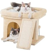Aechonow 14in Cat Tree Tower with Large Perch, 20 * 16.5 Inch Top Bed for Adult Cats, Scratching ...