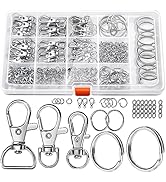 LEOBRO 265PCS Keychains Clips with Key Rings, Metal Lobster Claw Clasps and Key Chain Rings, Key ...
