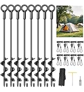 hannger 8 Pack 18" Ground Anchors Screw in, Tent Stakes Anchors with T-Handle Hex Wrench &amp; Toolki...
