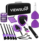 Viewsun Windshield Cleaner Tool, 17Pcs Purple Car Interior Cleaning Kit, Detailing Kit Cleaner, D...