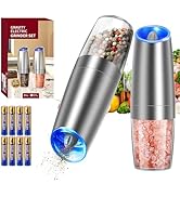 CIRCLE JOY Gravity Electric Salt and Pepper Grinder Set Stainless Steel Automatic Salt and Pepper...