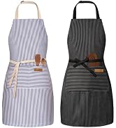 BeLuyi 2 Pack Adjustable Bib Apron with 2 Pockets Chef Cooking Kitchen Restaurant Aprons for Wome...