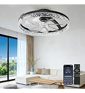 AIKVSXER Ceiling Fans with Lights,20 Inch Low Profile Fandelier with APP Control, Ultra Quiet,3CC...