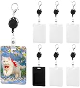 KINCHYGO, 6 Pack Sublimation ID Work Card Holder Leather Badge Holders with Retractable Badge Ree...